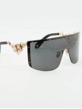 Roberto Cavalli SRC015M 0300 Sunglasses Gold Shield Frame, Brown Lenses